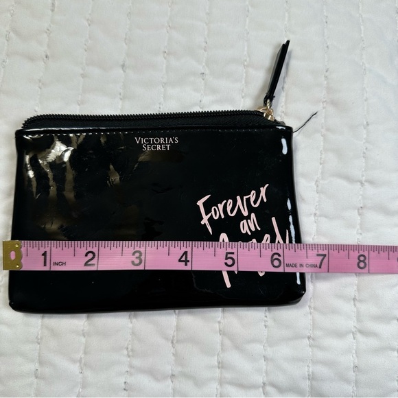 Victoria's Secret Black Pouch with Pink Text Cosmetic Bag - Picture 3 of 7